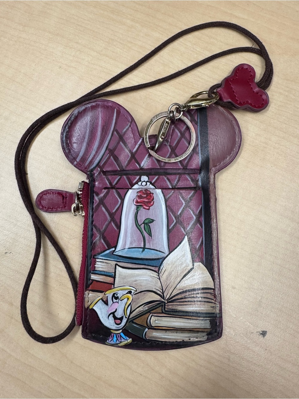 Painted Beauty and Beast lanyard w/badge holder